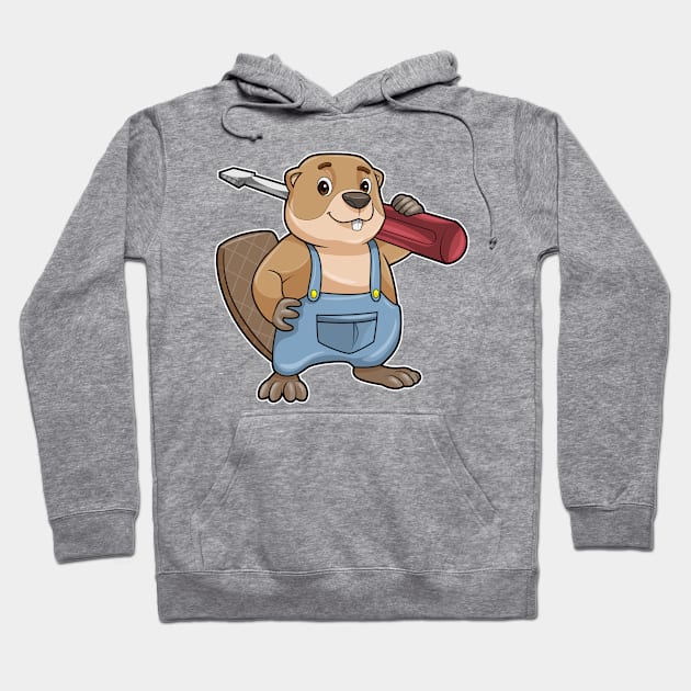 Beaver as Craftsman with Slotted screwdriver Hoodie by Markus Schnabel